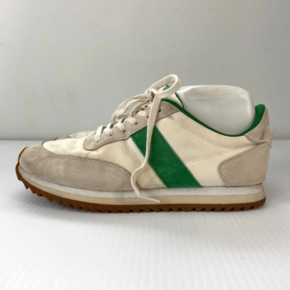 J Crew Lace Up Low Top Sneakers‎ Mountain White Kelly Green Womens 8.5